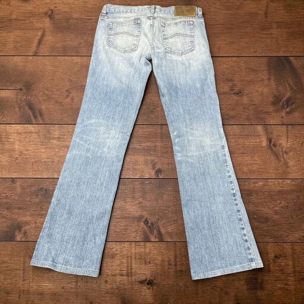 Vintage USA Y2K Armani Exchange Helix Flare Jeans Stone Wash Low Rise 4S W28xL28